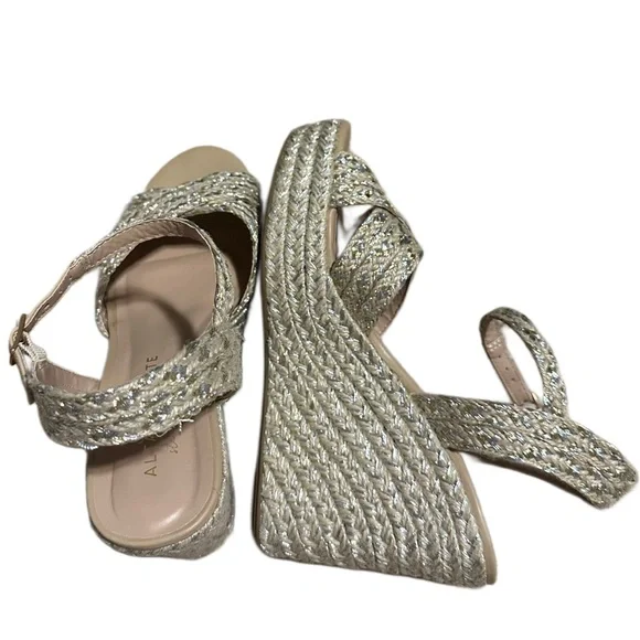 Altar'd State Metallic Woven Strap Crisscross Wedges - Picture 4 of 7